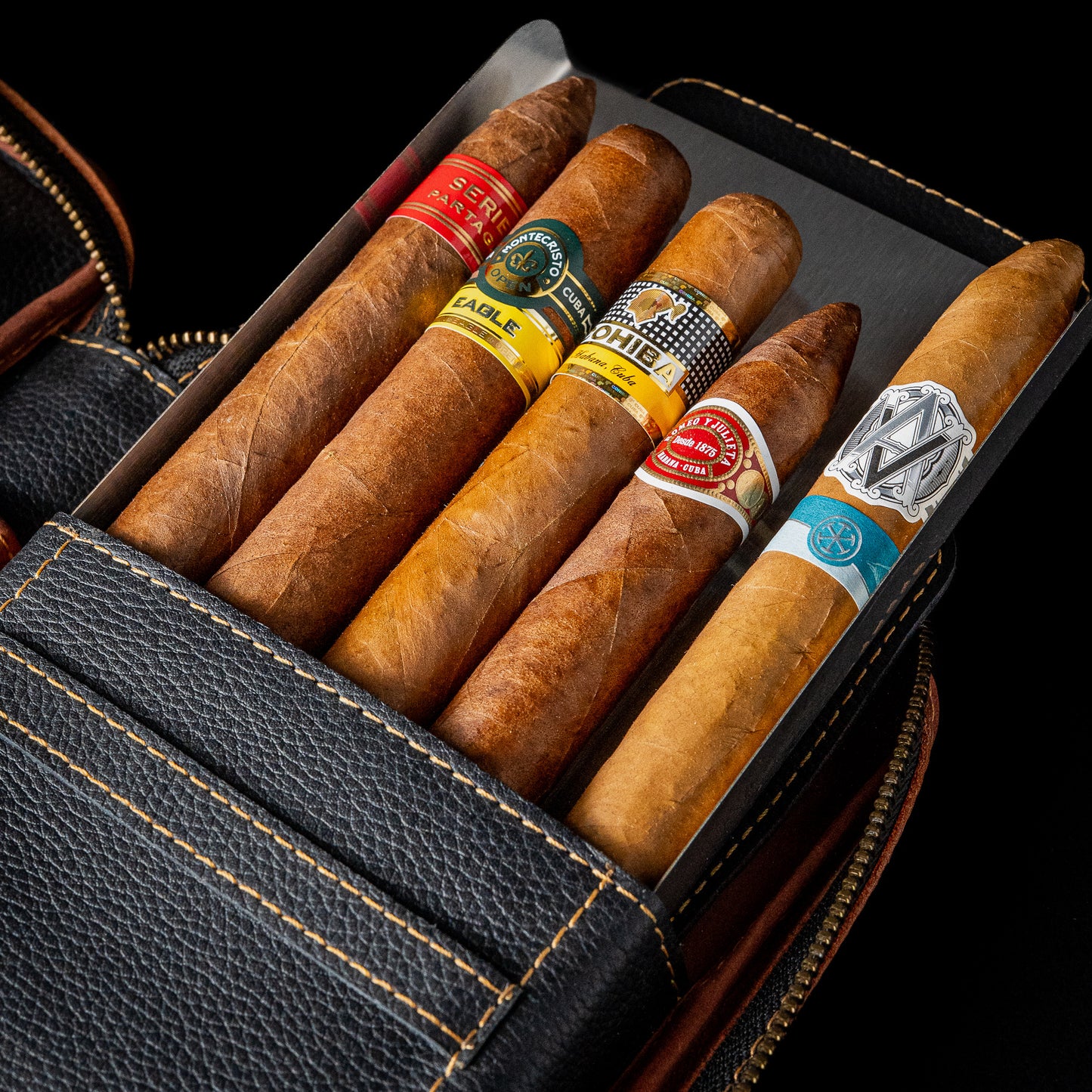 CIGARSTAR CASE NATURAL LEATHER CARRYING CASE