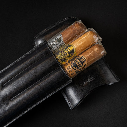 THOMAS HINDS 3 CIGAR TORO CASE BLACK