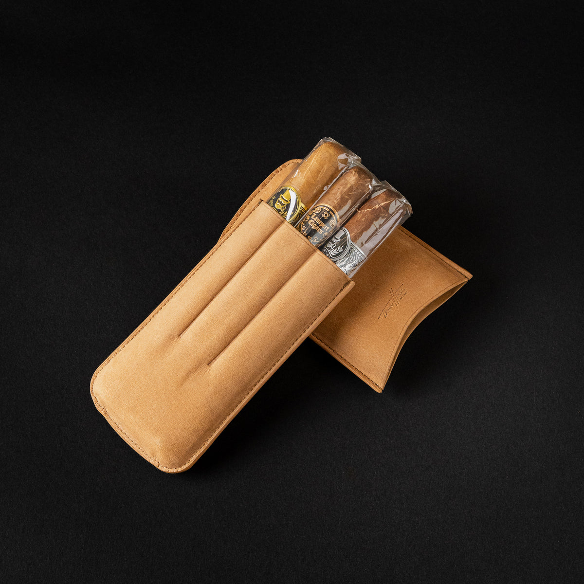 THOMAS HINDS 3 CIGAR TORO CASE BROWN