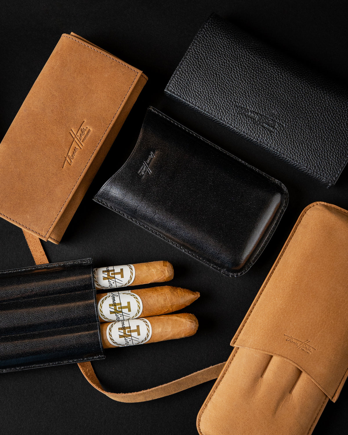 THOMAS HINDS 3 CIGAR TORO CASE BLACK
