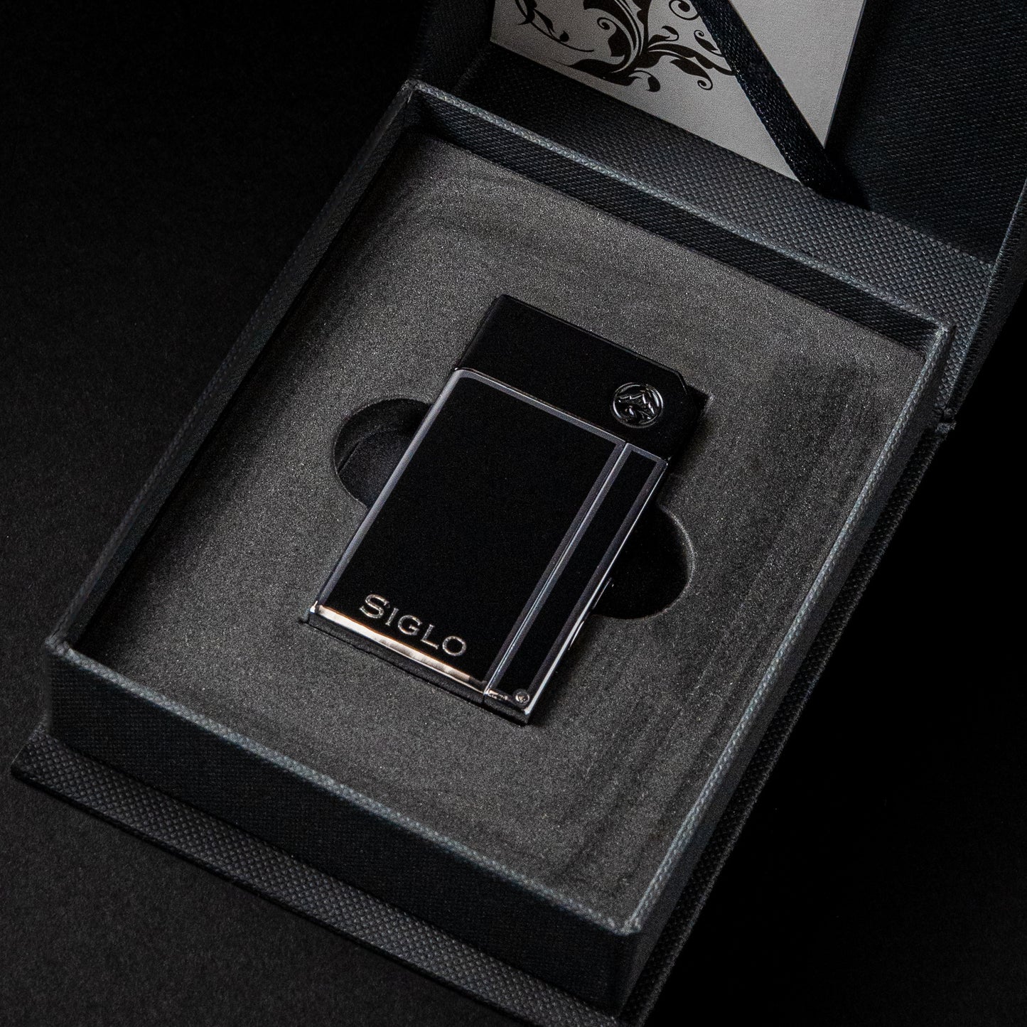 SIGLO CHROME SINGLE TORCH LIGHTER OBSIDIAN BLACK