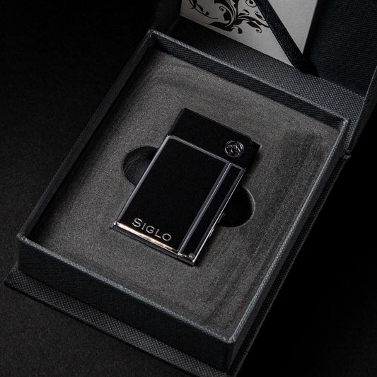 SIGLO CHROME SINGLE TORCH LIGHTER OBSIDIAN BLACK